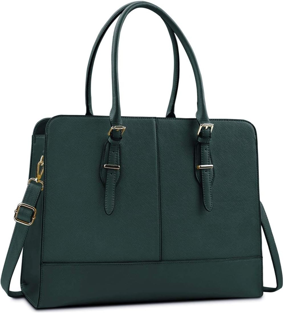 Leather Women Laptop Bag 15.6 Inch Work Tote Briefcase Business Computer Bag