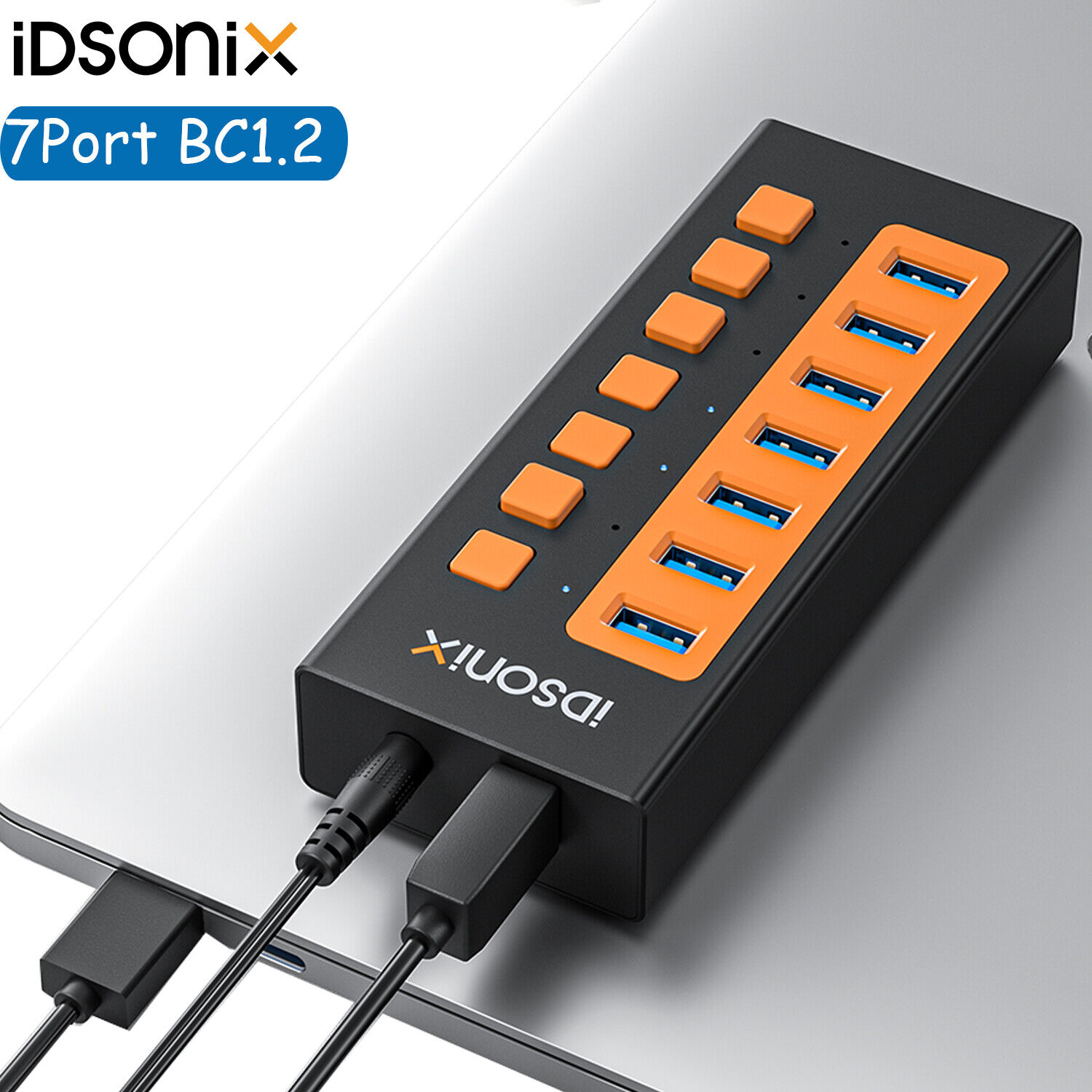 IDsonix 7Port USB 3.0 High Speed HUB+ AC Power Adapter Black + USB Cable USA