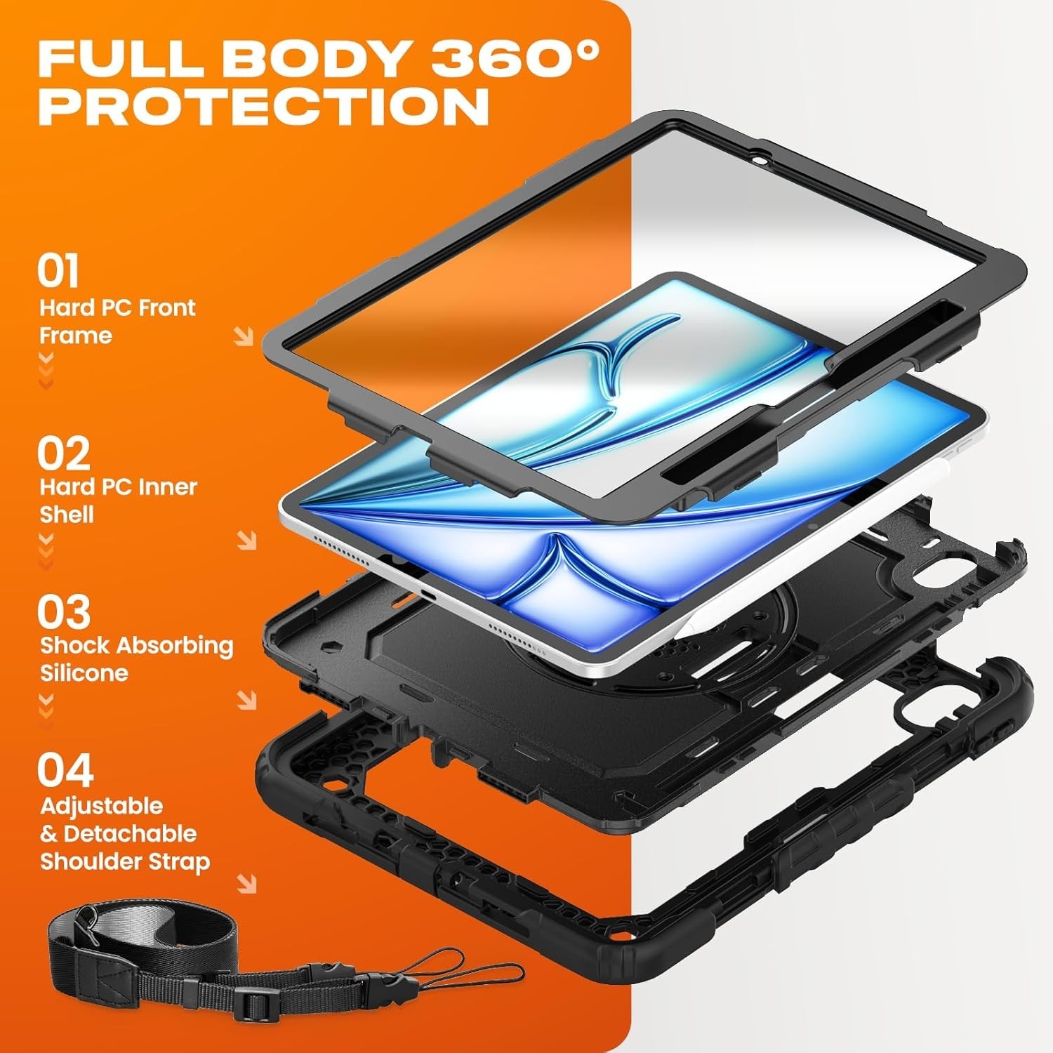 SEYMAC Stock Case for iPad Air 11-inch Y2SD M4-M2 2026-2024 w/ Screen Protector