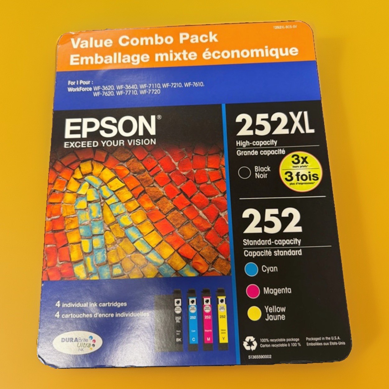 Epson 252XL Black & 252 Color Ink Cartridge Value Combo Pack 02/2020