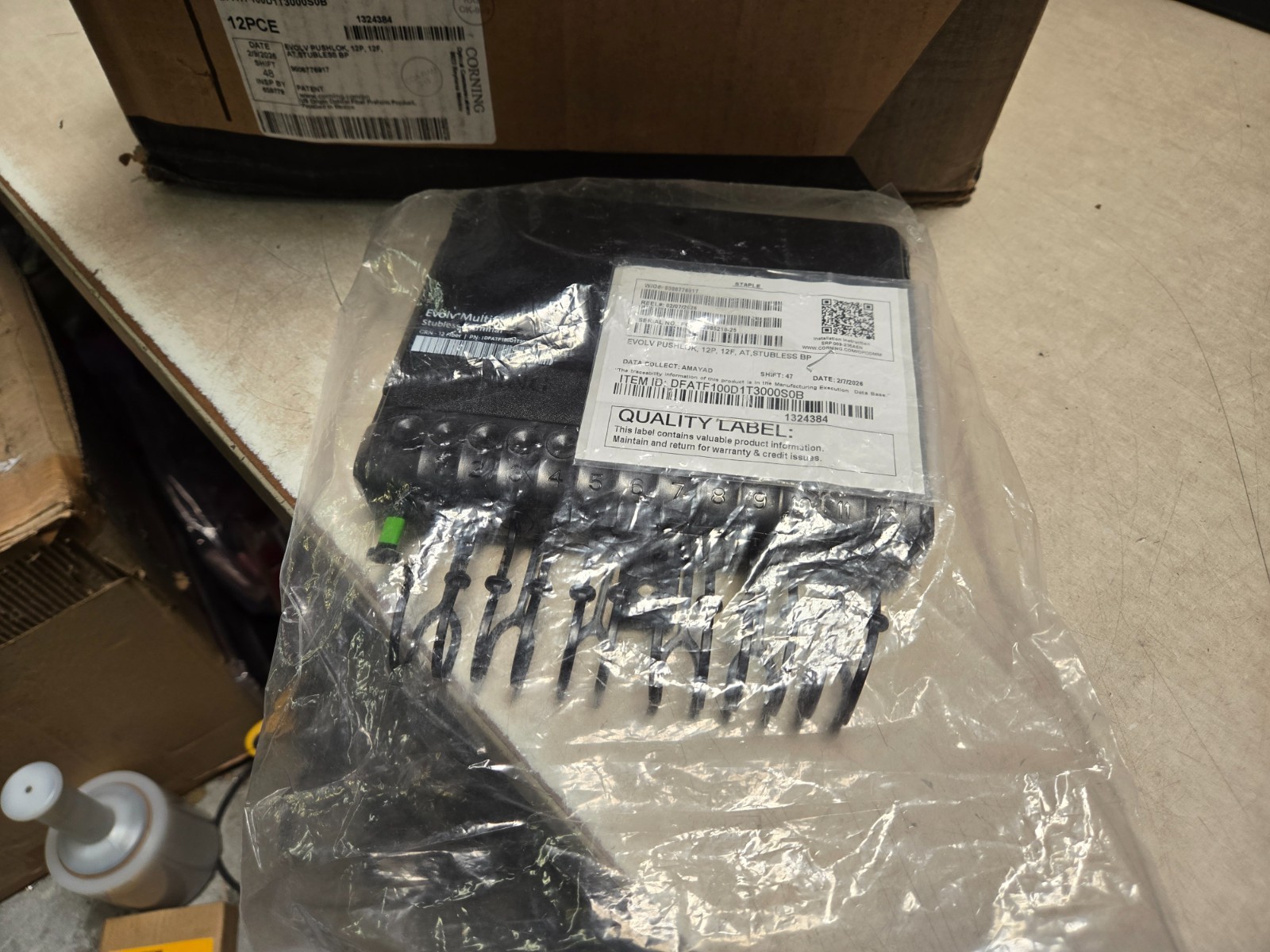 Corning Evolv MultiFiber Stubless Terminal grn 12 fiber DFATF100D1T3000S0B 