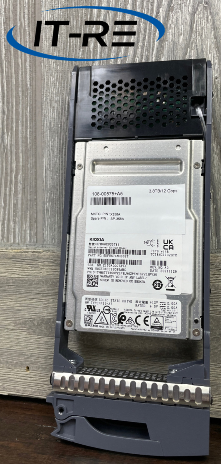 Netapp X358A 3.84TB SAS 12Gbps 2.5" SSD KIOXIA SDFUS74NHB02T 96-100% Health
