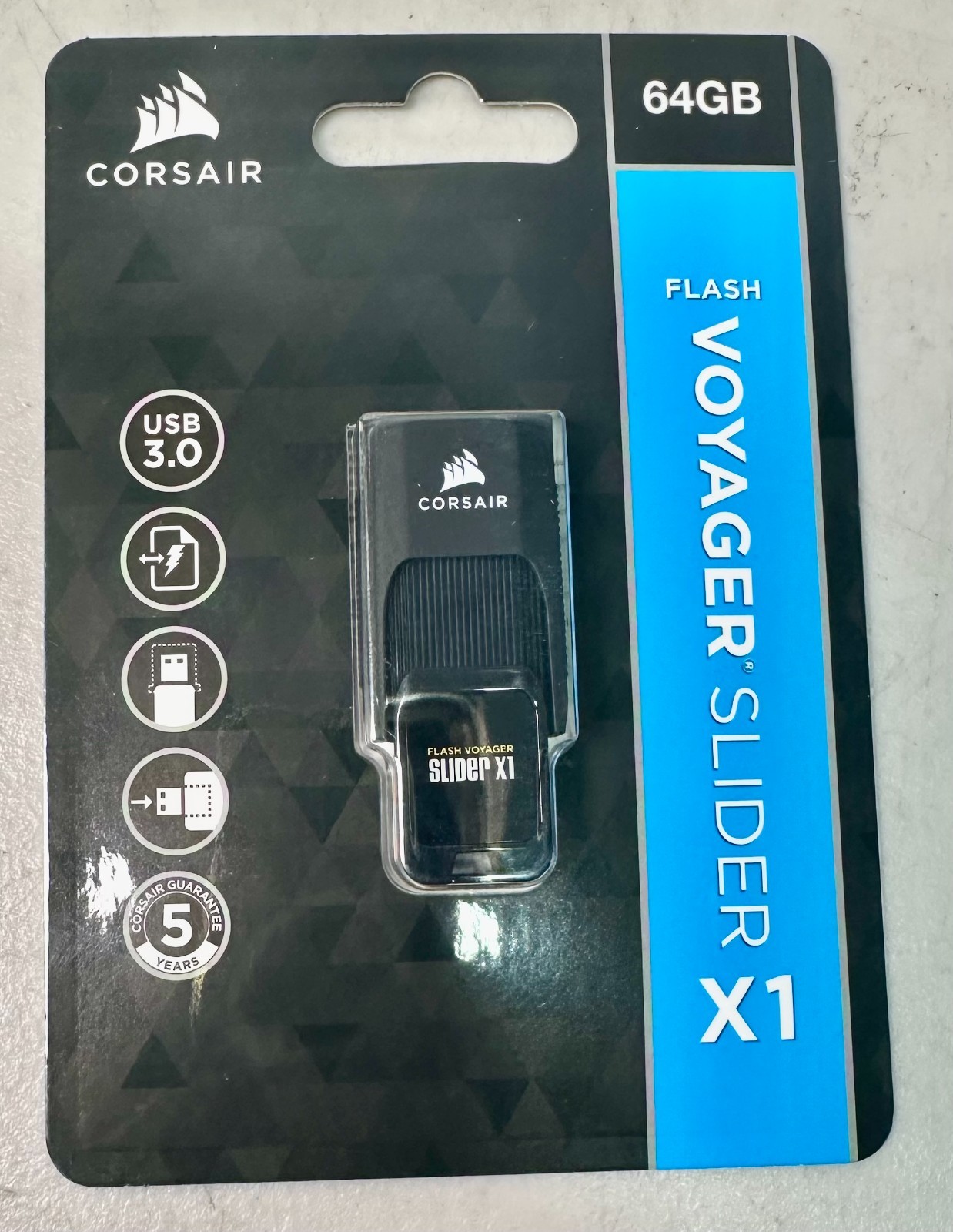 Corsair Flash Voyager Slider X1 64GB USB 3.0 Flash Drive New CMFSL3X1-64GB