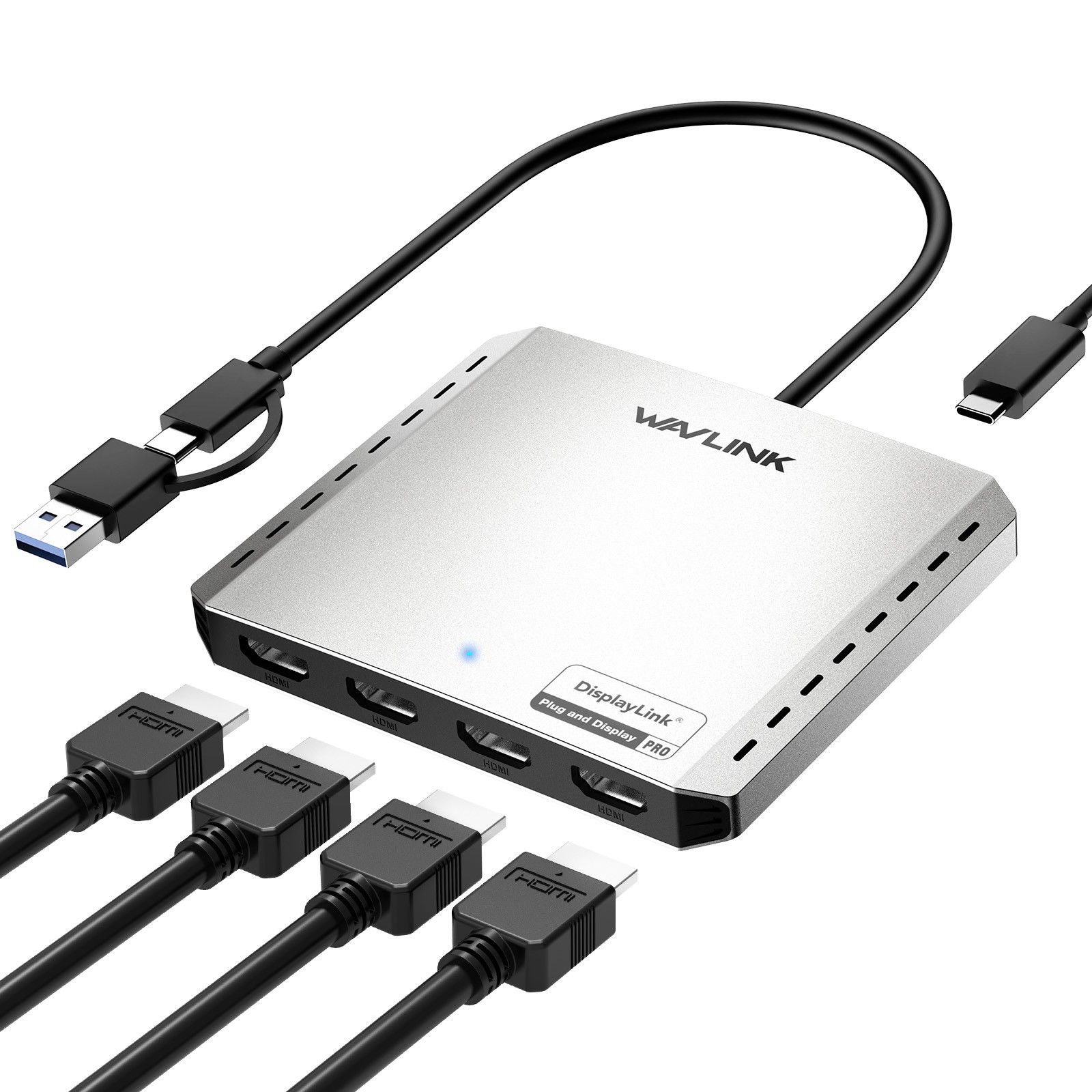 DisplayLink Docking Station 4 Monitors USB-C Dock Multi-Port TB4 Hub 100W PD