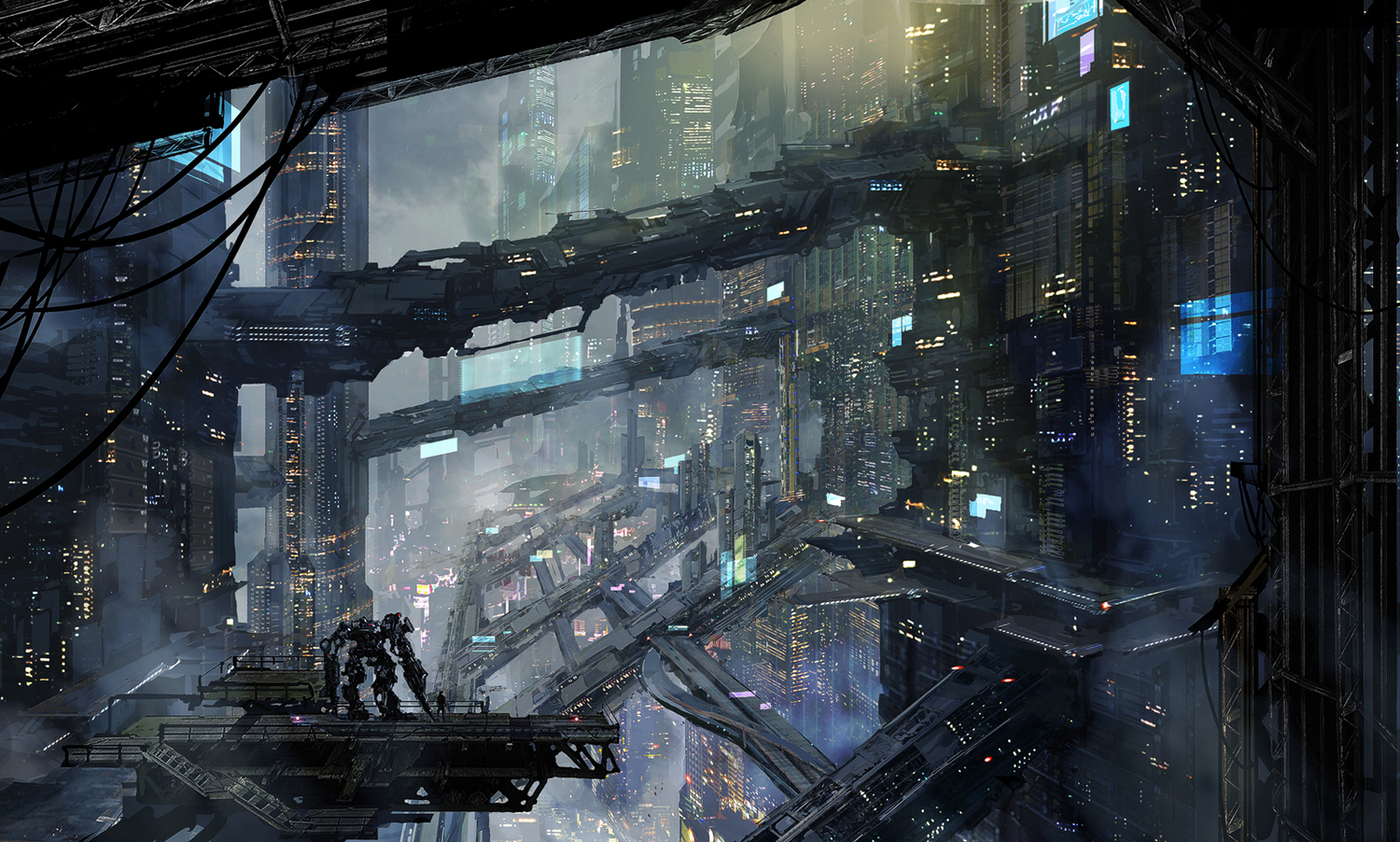Landscape  art cityscape futuristic science fiction Custom Gaming Mat Desk