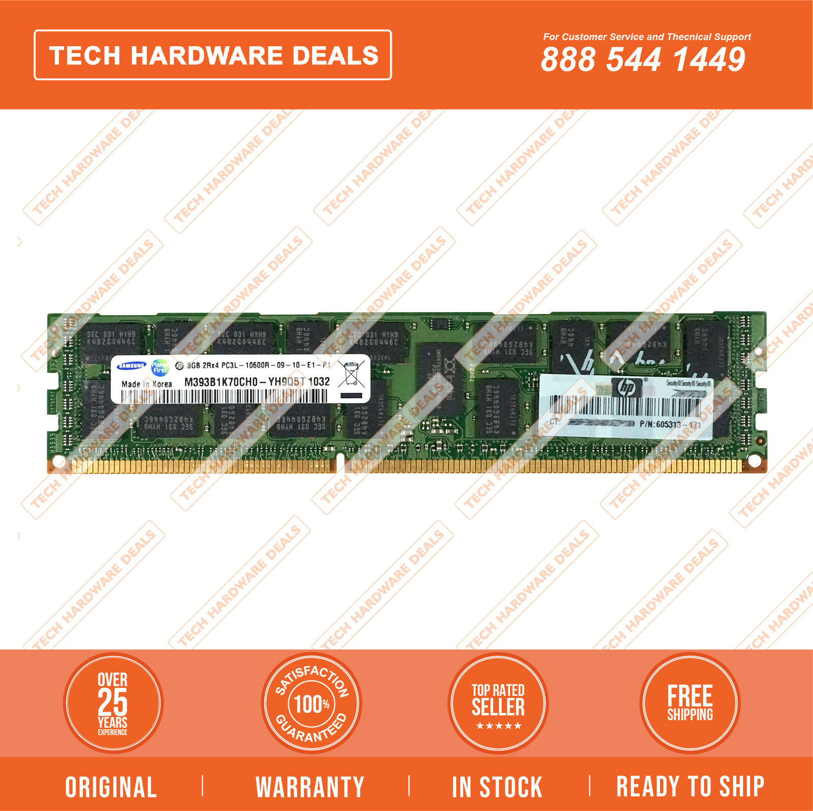604502-B21    HP 8GB 2Rx4 PC3L-10600R-9 Kit