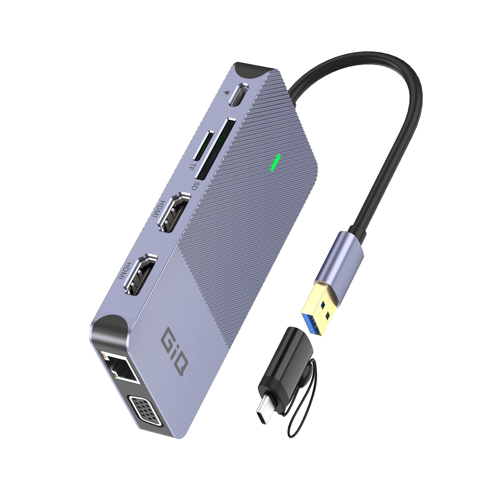 USB Docking Station GIQ USB C HUB USB 3.0 to Dual HDMI VGA Adapter Triple Dis...