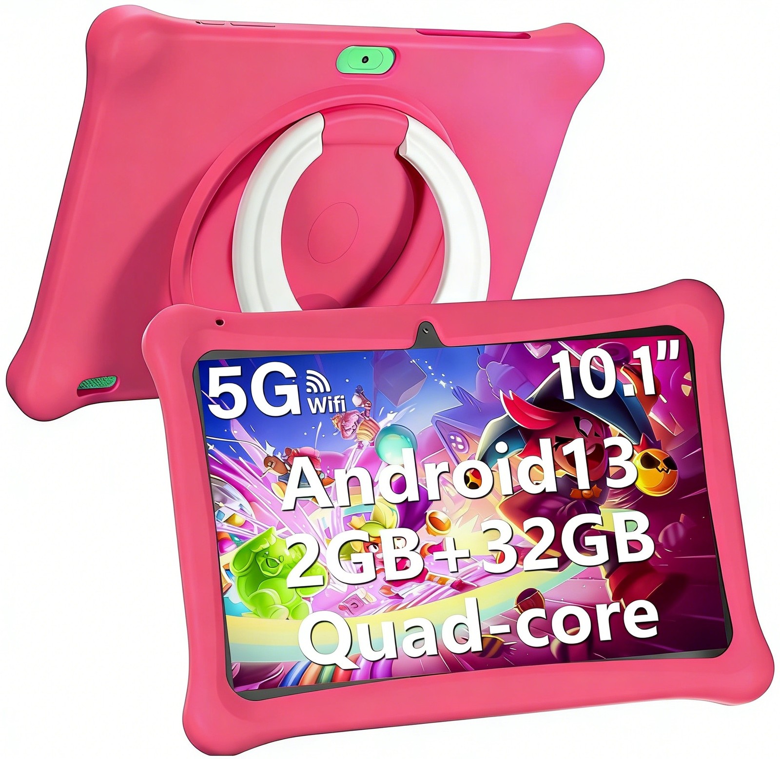 SGIN Kids Tablet 10" Android 13 64GB Storage Quad-Core Google WIFI, Blue & Pink