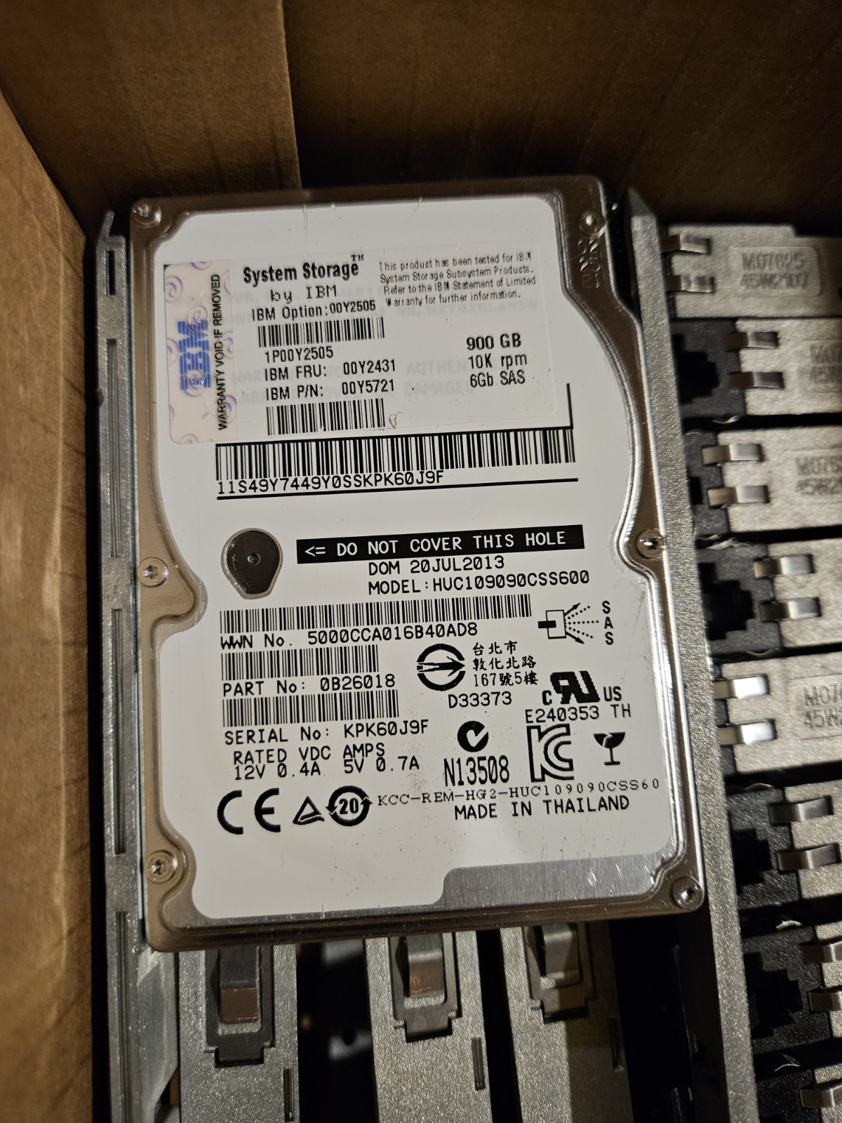 LOT OF 24 IBM 00Y2431 900GB 10K RPM SAS 6GBPS 2.5INCH SFF 0B26018