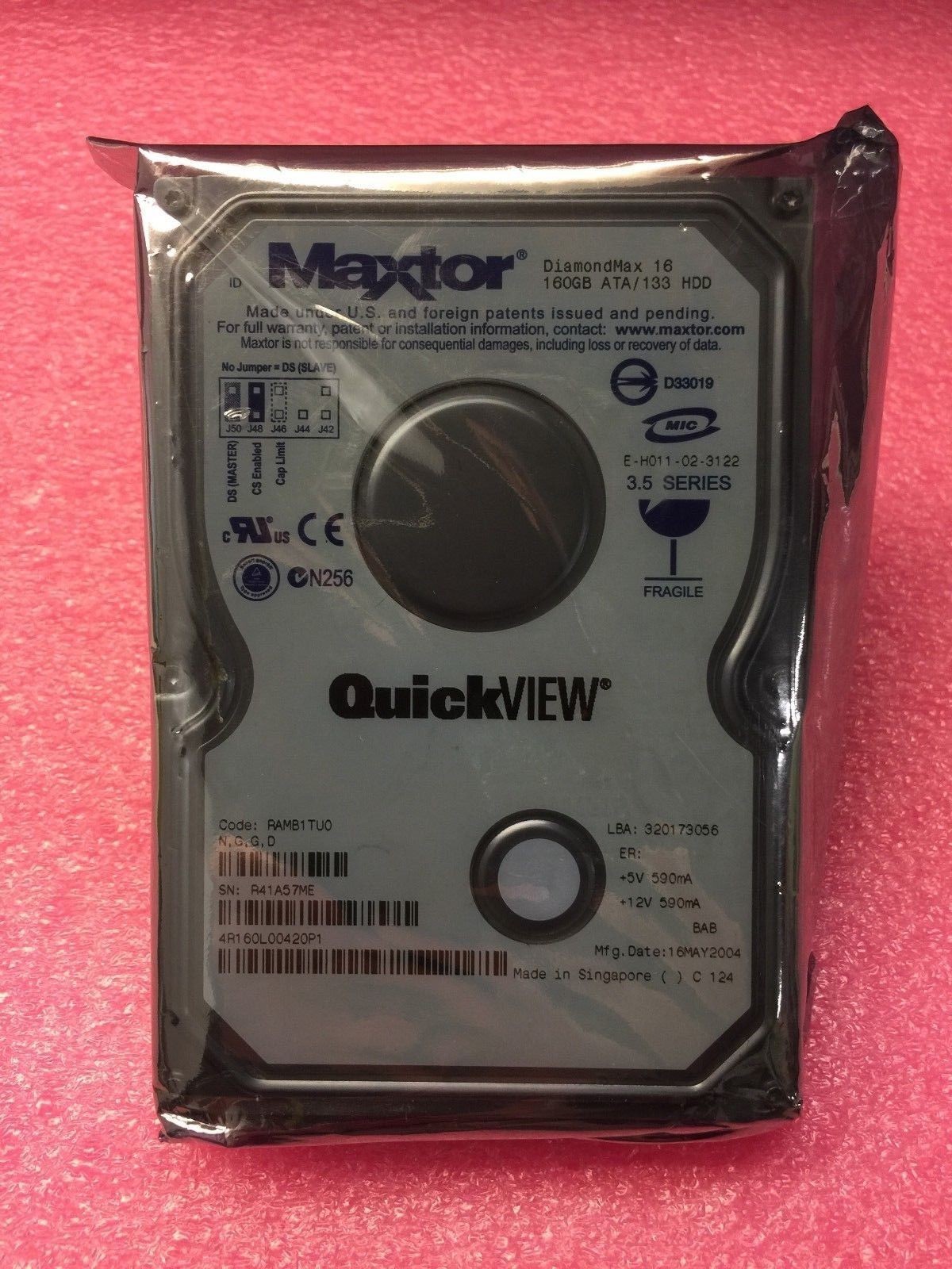 Maxtor 4R160L00420P1 160GB, 5400RPM, IDE Internal Hard Drive used