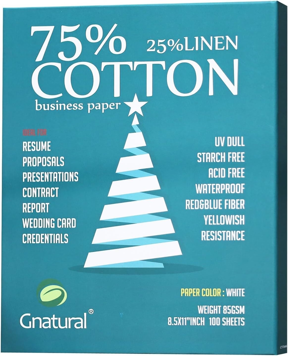 75% Cotton 25% Linen Paper, 85Gsm Inkjet Printing Paper, 8.5"X11" White Color Re
