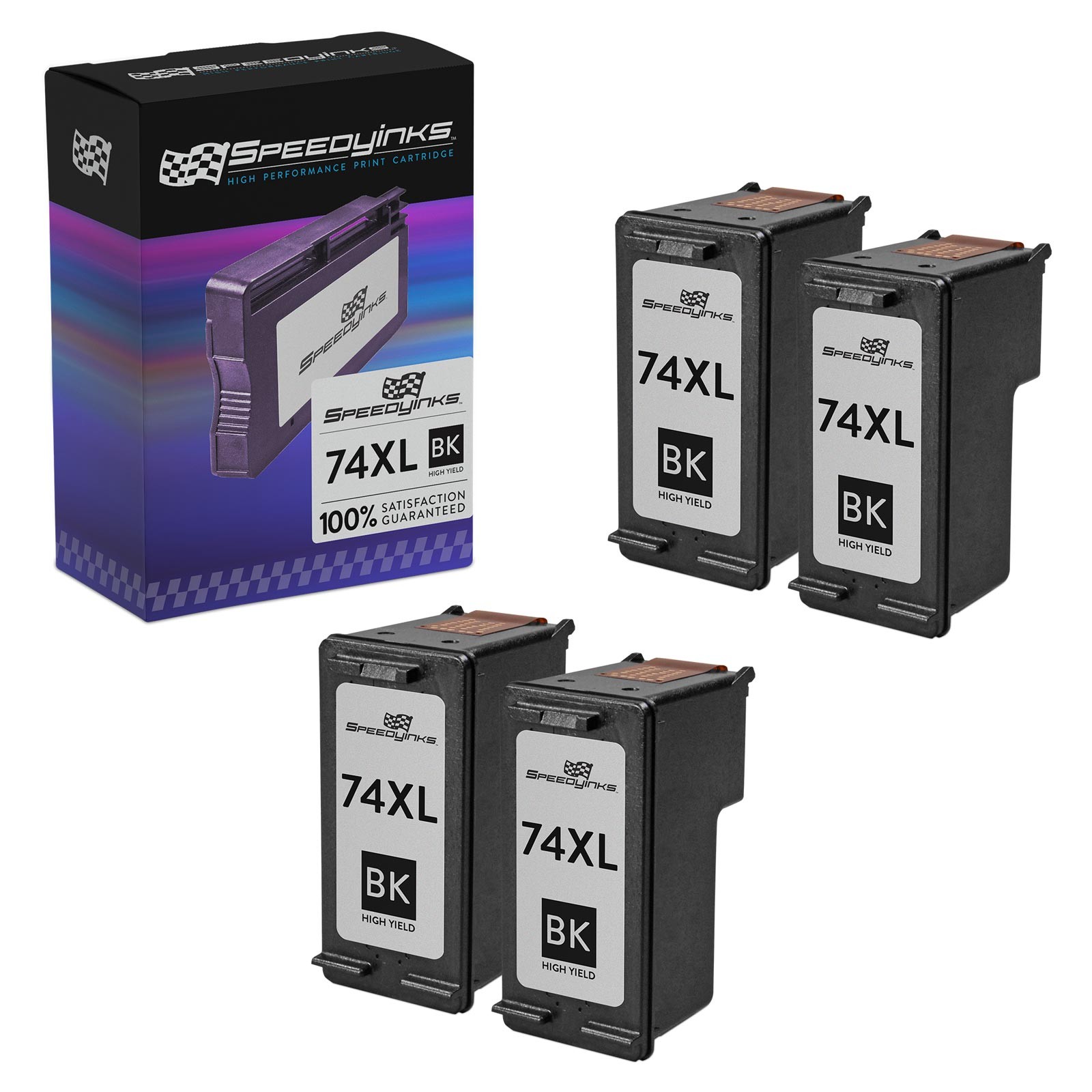 4pk Reman replacement for HP 74XL / CB336WN High Yield Black Ink Cartridge