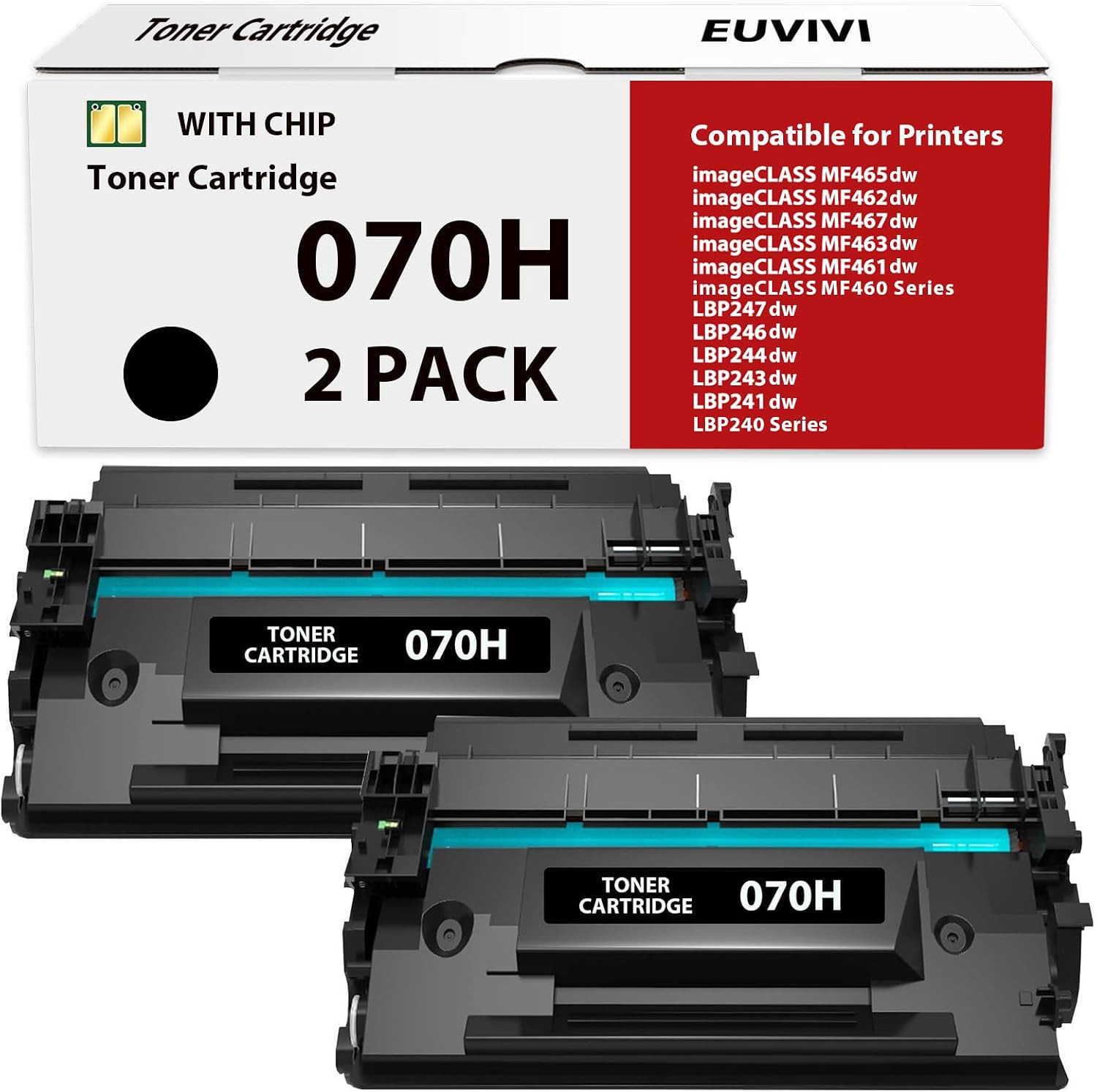 070H Toner Cartridge 070 CRG-070 Black Toner High Yield 9,500 Pages 2-Pack