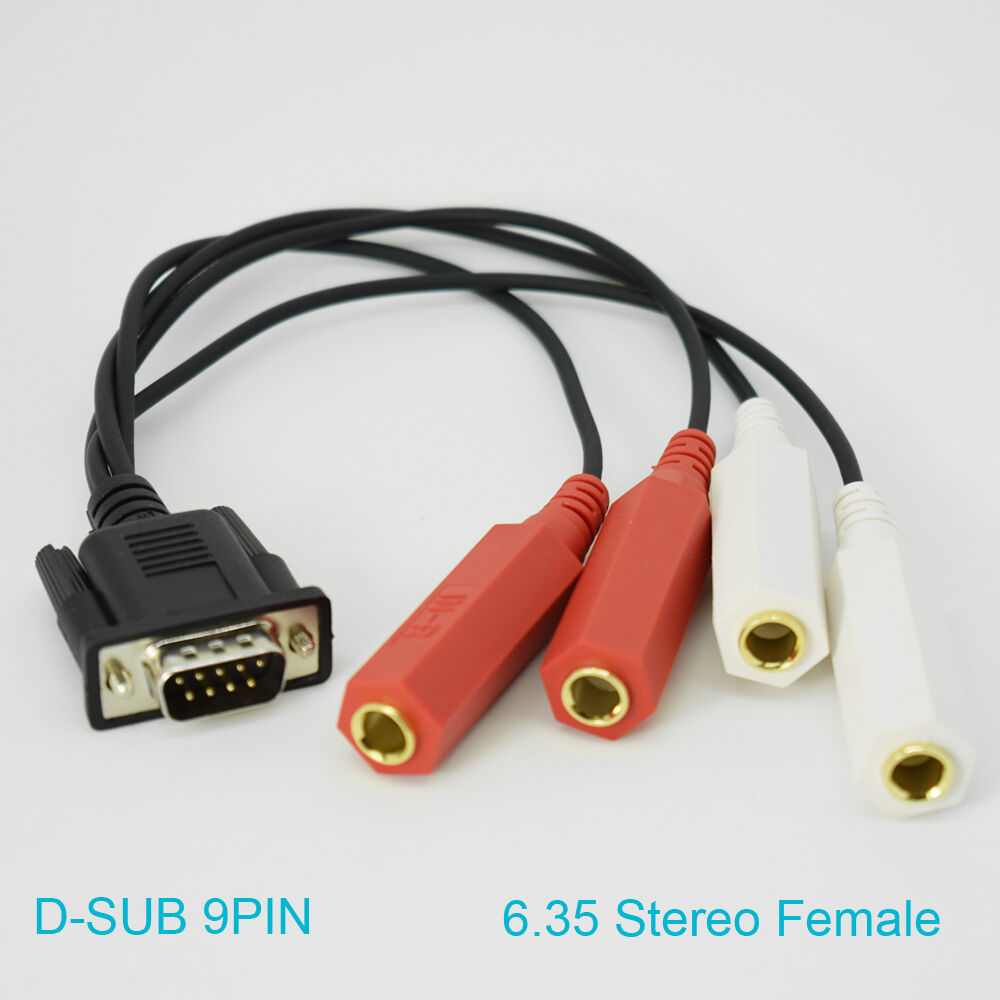 1pc 30cm D-Sub 9pin DB9 9pin Male to 4 x 6.3mm 1/4\