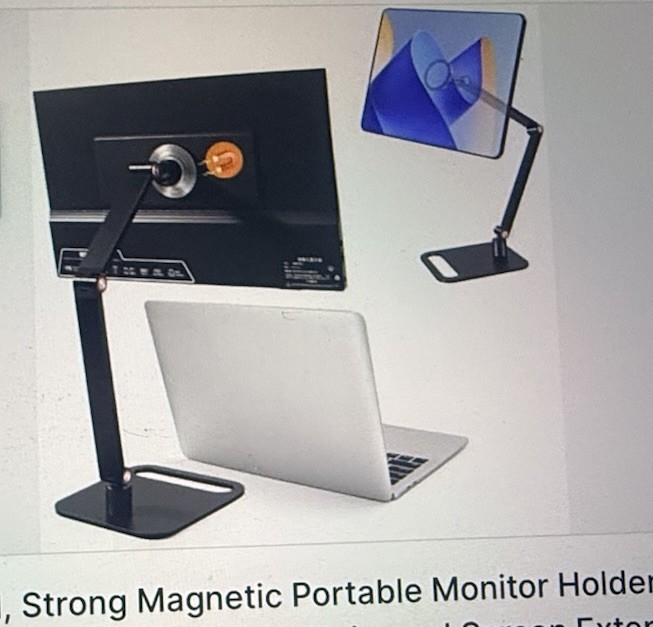 Magnetic Adjustable Desktop Stand, Black Metal/Aluminum Universal 4.7-17.3in