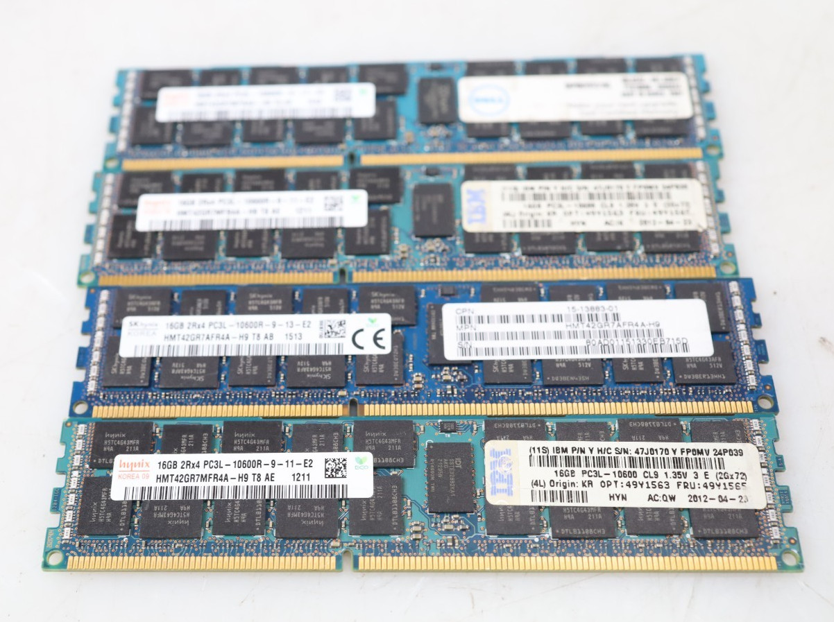 Lot 4x 16GB (64GB) SK Hynix HMT42GR7MFR4A PC3L-10600R DDR3 ECC RDIMM Server RAM