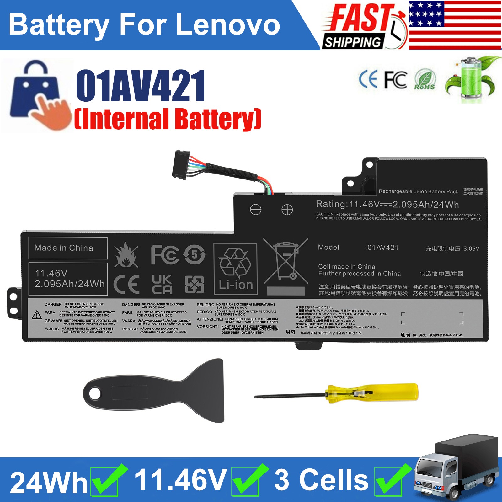 ✅01AV419 01AV420 01AV421 Internal Battery For Lenovo T470 T480 A475 A485 01AV489