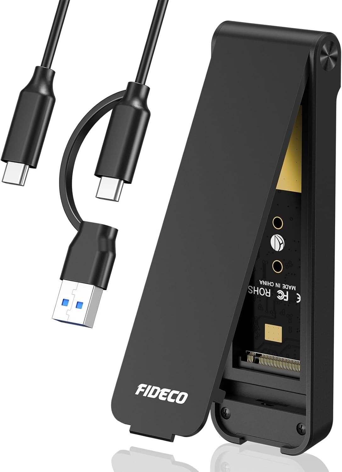 Aluminum M.2 NVMe SSD Enclosure - Tool-Free Installation, Supports Various Sizes