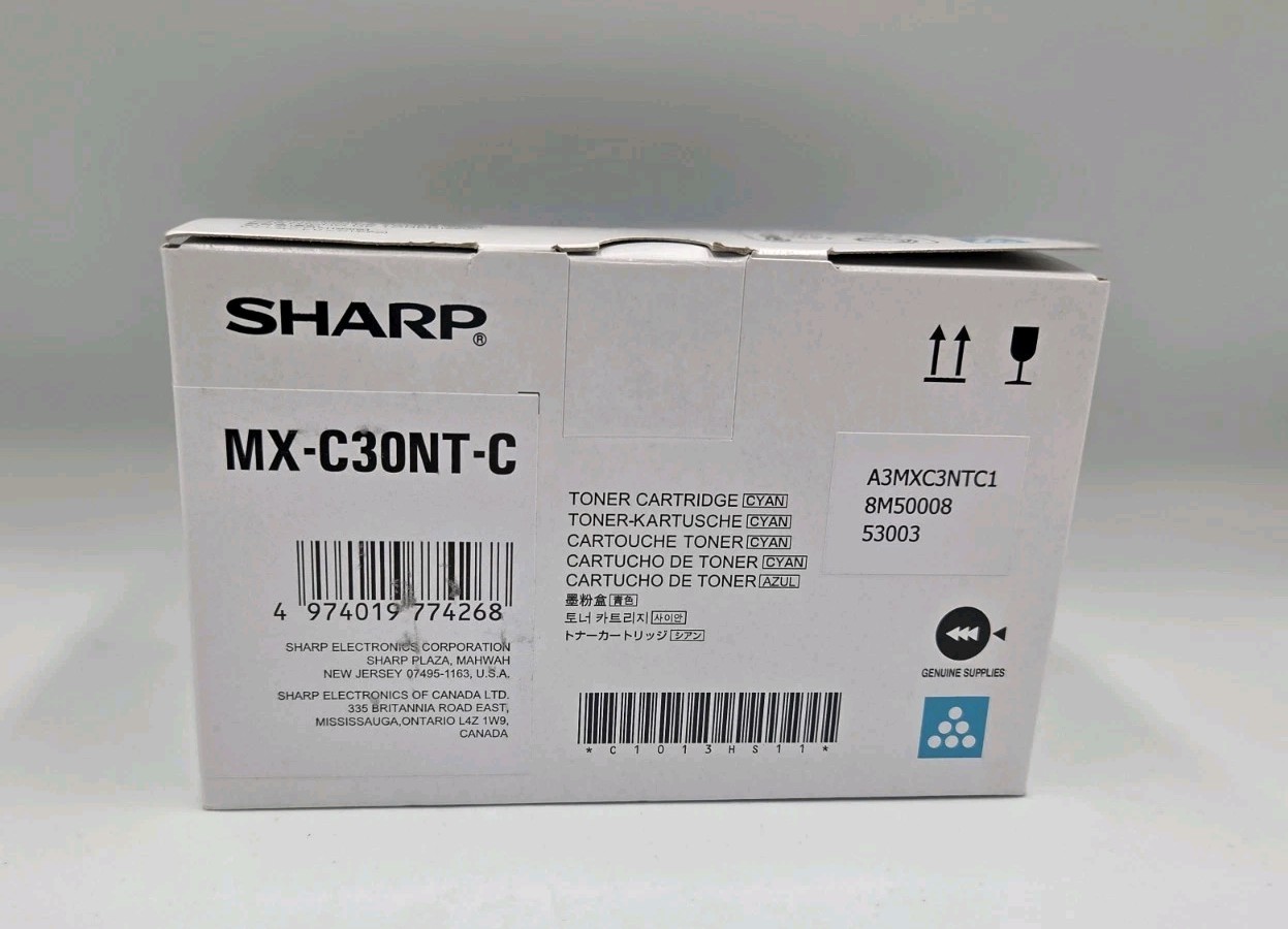 Genuine Sharp MX-C30NT-C MX-C30NTC Cyan Toner Cartridge
