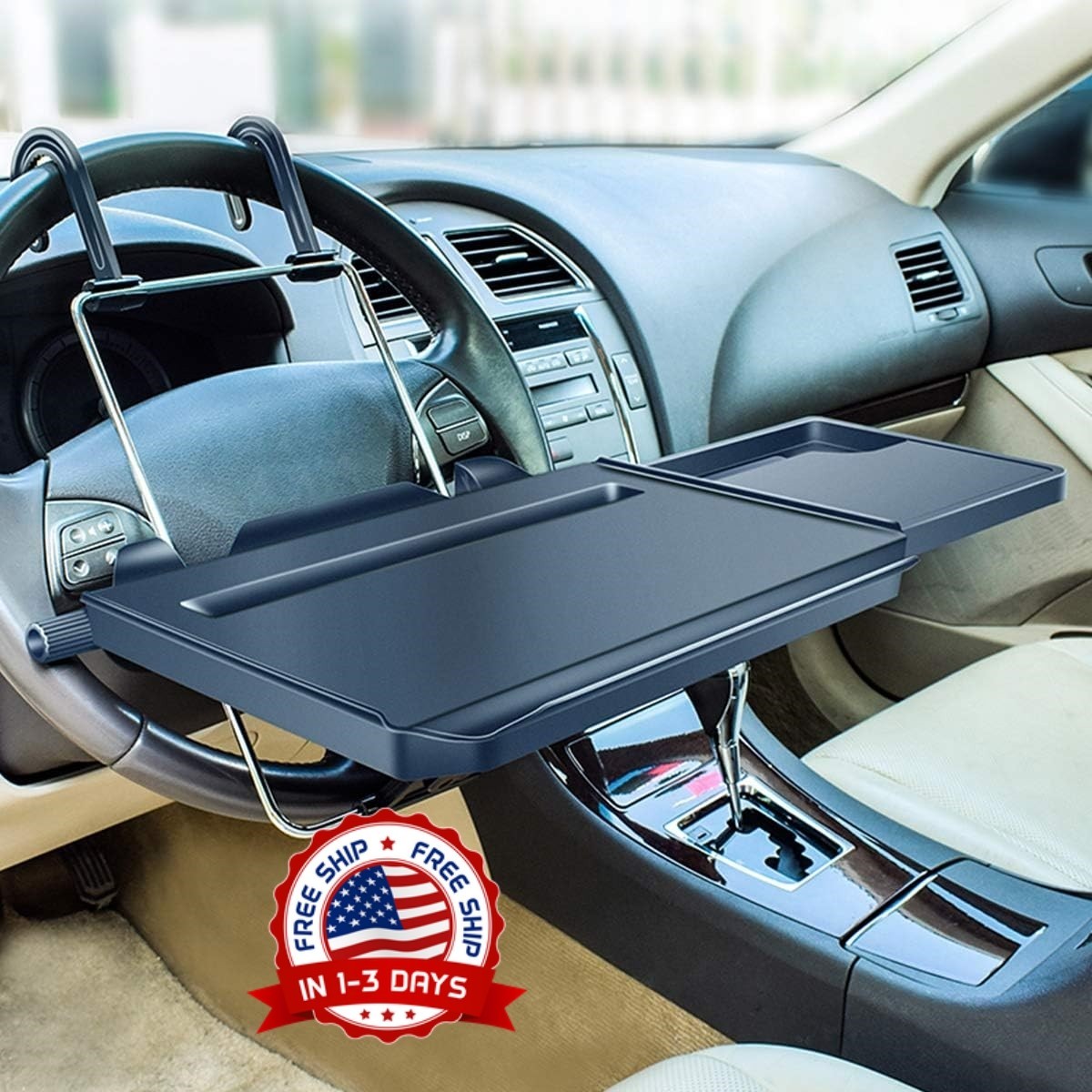 Bandeja para volante de coche con portavasos para comida portátil