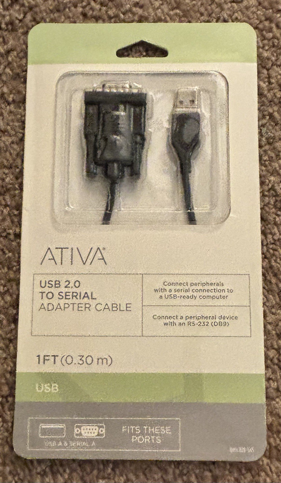 Ativa USB 2.0 To Serial Adapter Cable 1 Ft