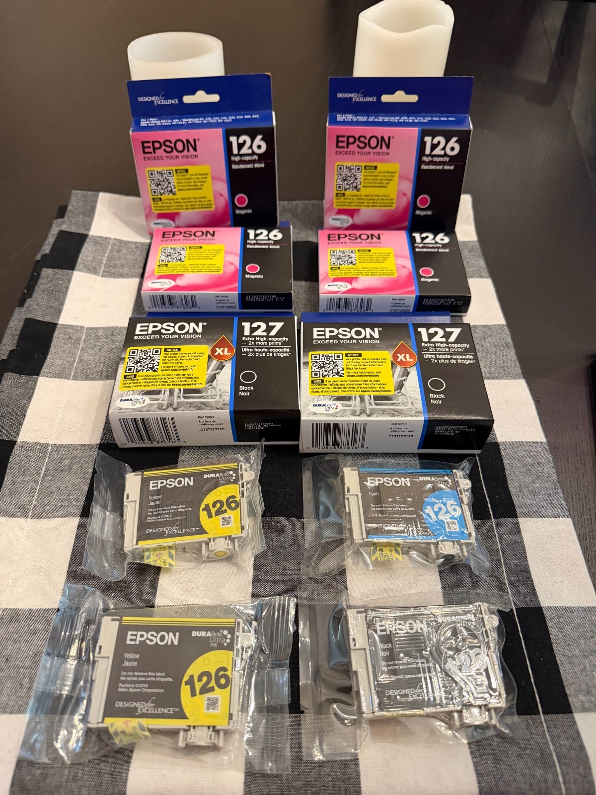 Lot of Ten ink cartridges Epson 126/127 with 4 with no boxes.