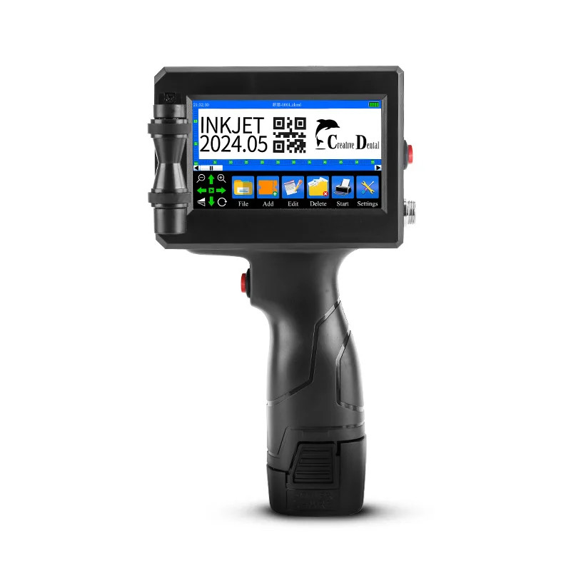 12.7MM Handheld TIJ Printer 600DPI for Production Date Logo QR Barcode