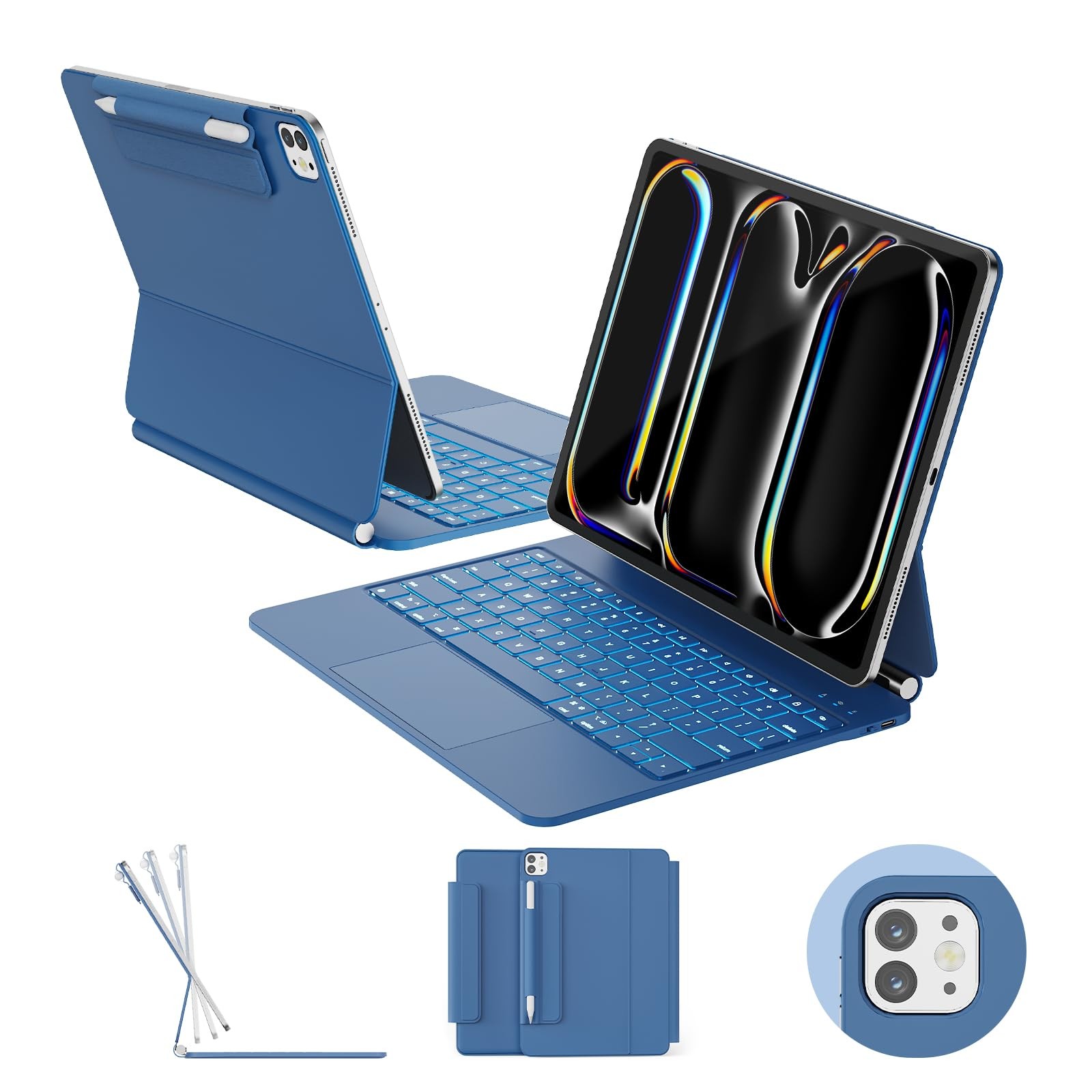 RAYMCRAFT for iPad Pro 13-inch Case with Keyboard (M5/M4, 2025/2024), 11-Colors