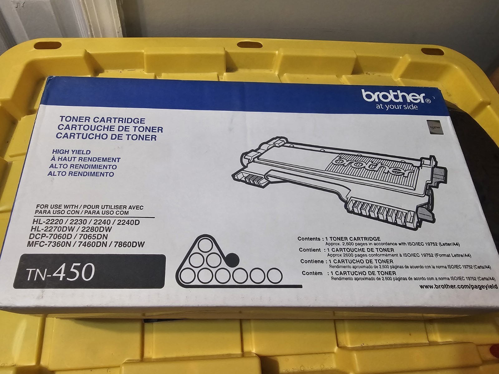 Brother TN450 High Yield Black Toner Cartridge OEM Authentic Brand New 