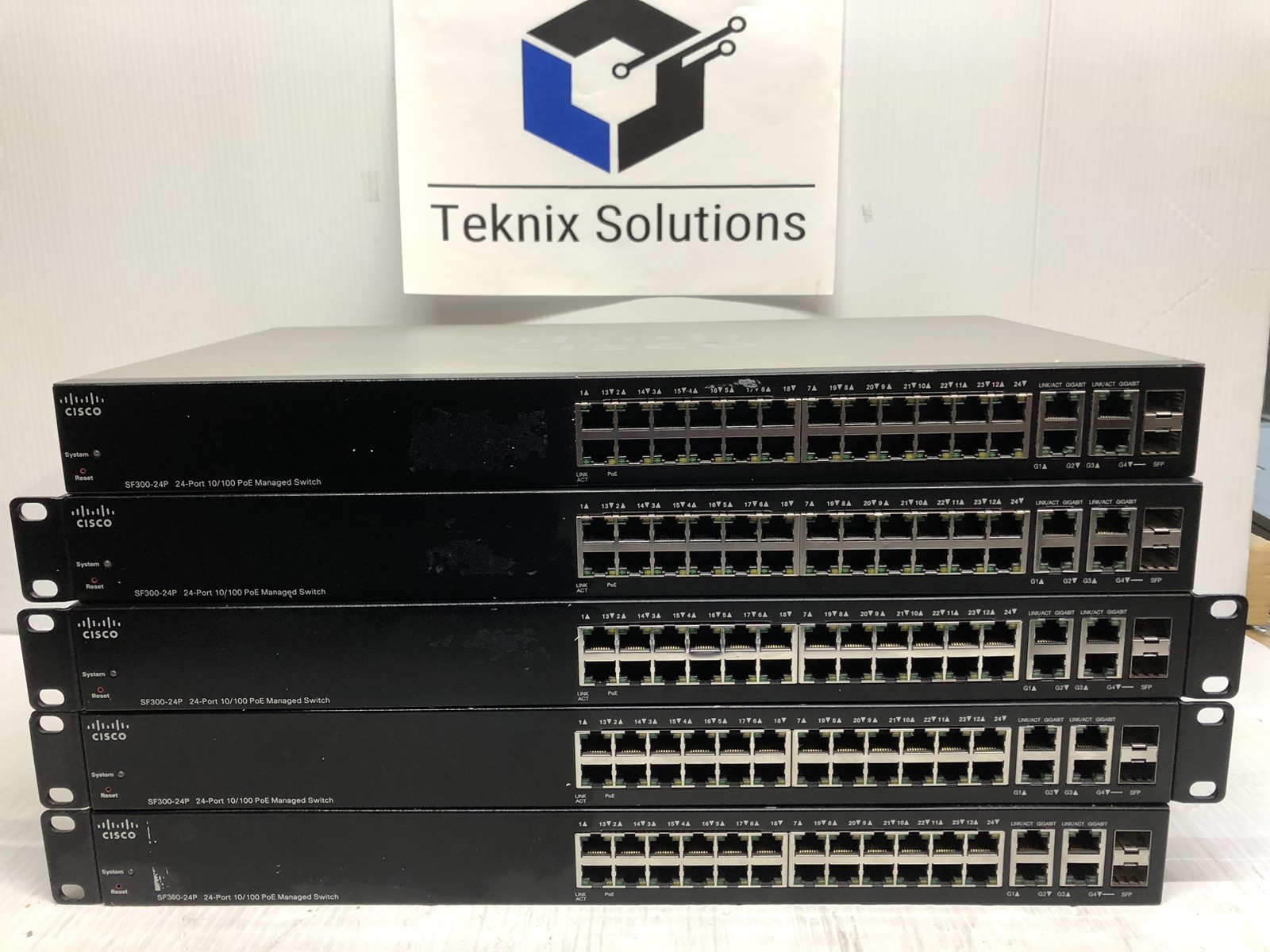 LOT Of 5 Cisco  SF300-24P 24 Port PoE Managed Ethernet Switches SRW224G4P-K9 V02