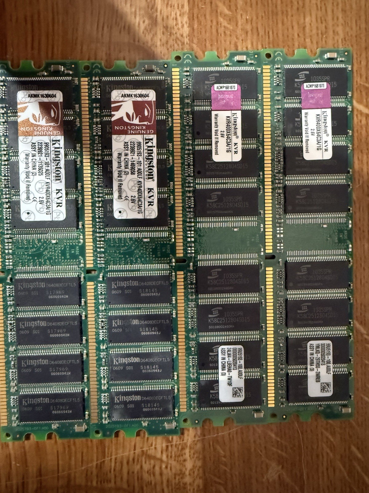 LOT of 6 - VARIOUS BRANDS 512MB 1GB PC-3200 DDR-400 PC3 Desktop RAM Memory