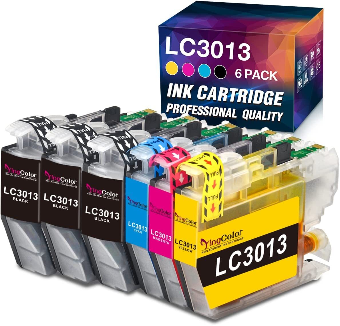 6pk for Brother LC3011 Black Cyan Magenta Yellow Ink Cartridge Set MFC-J491DW