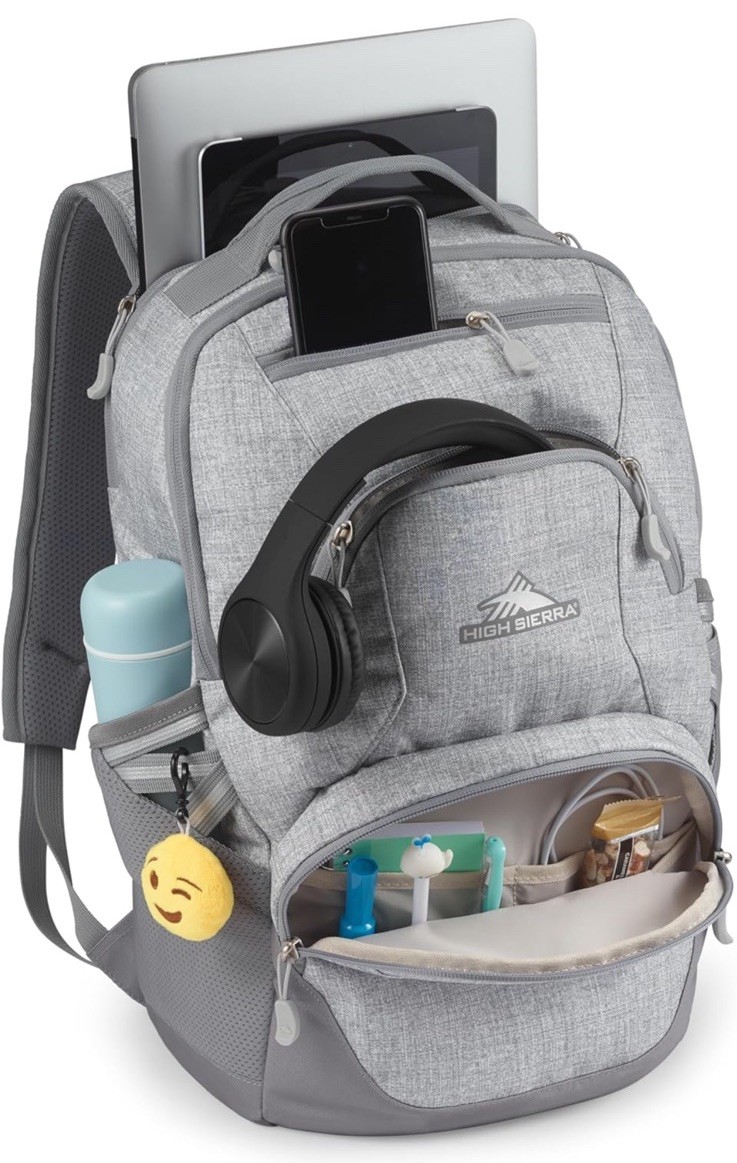 High Sierra 15" Laptop Backpack, Organizer, Water Bottle Pocket MSRP $55.99 grey
