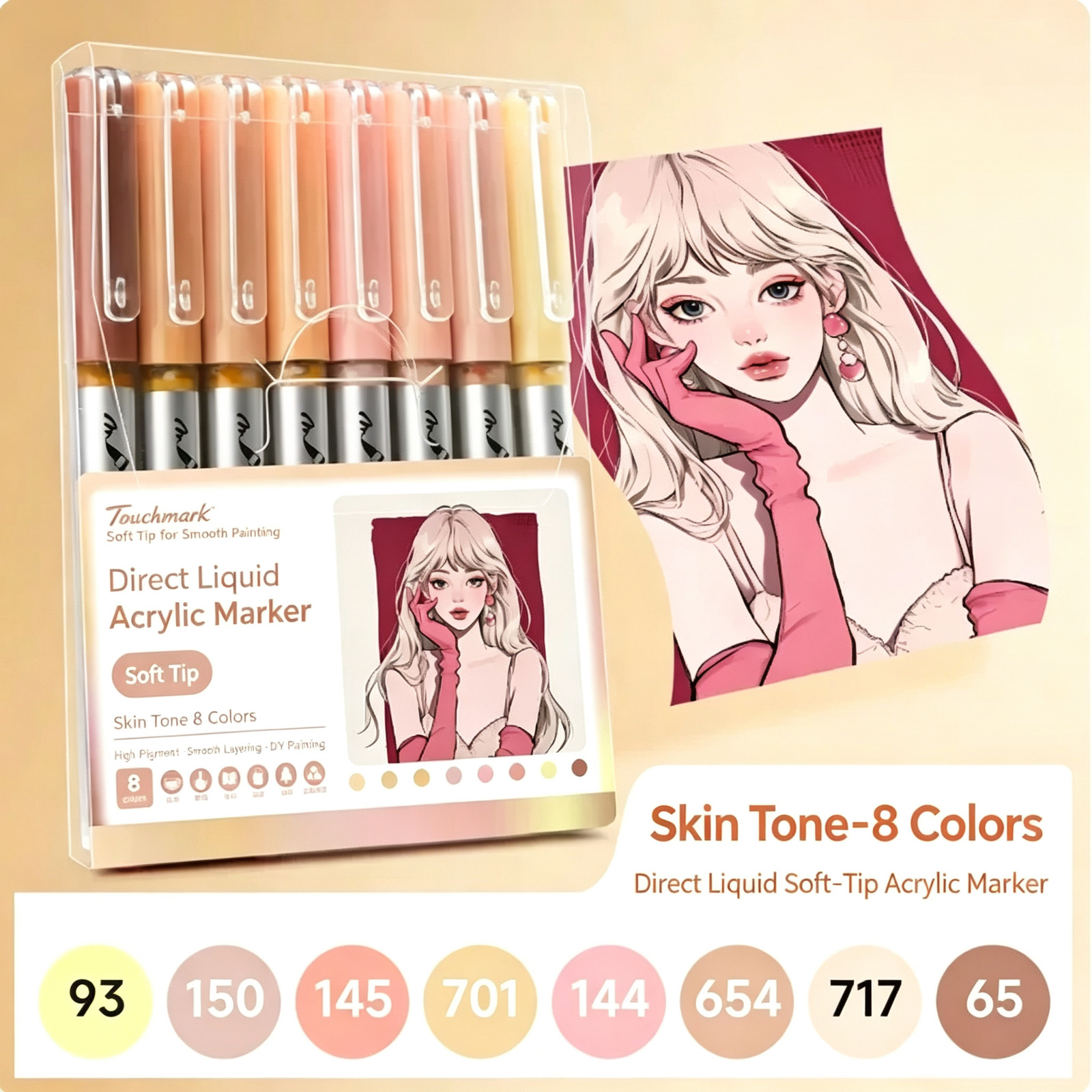 Touchmark Liquid Acrylic Marker Soft Tip Metallic Highlight 3D Model Painting