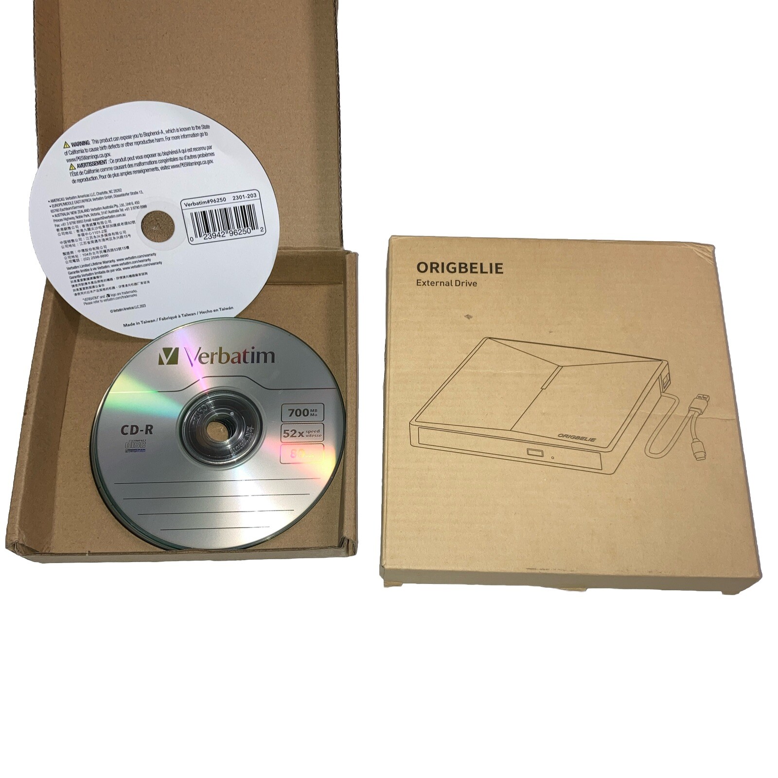 NIB**External CD/DVD Drive for Laptop USB 3.0 CD Burner/manual/  W/ 10 New Disk