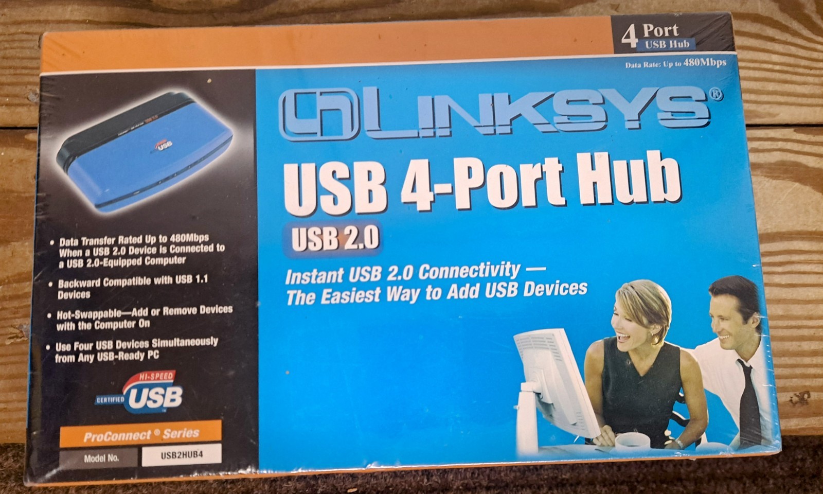 Linksys USB2HUB4 USB 4-Port Hub, USB 2.0, NIB