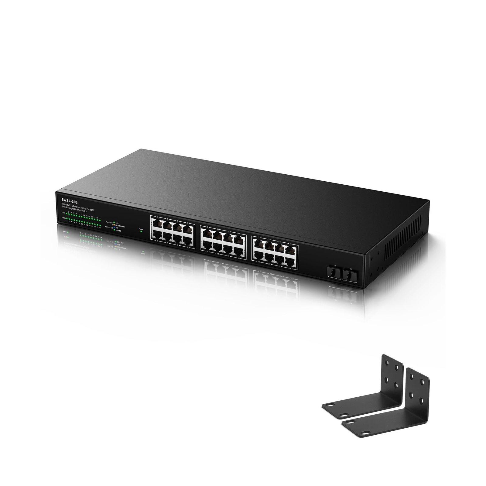 24 Port 2.5Gb Ethernet Network Switch 24 x 2.5 Gigabit Base-T Port | 2 x 10G ...