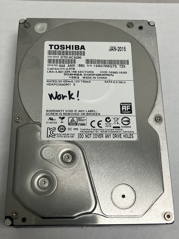 Toshiba 2TB 3.5" Desktop Internal HDD 7200RPM SATA 6Gb/s DT01ACA200 PC