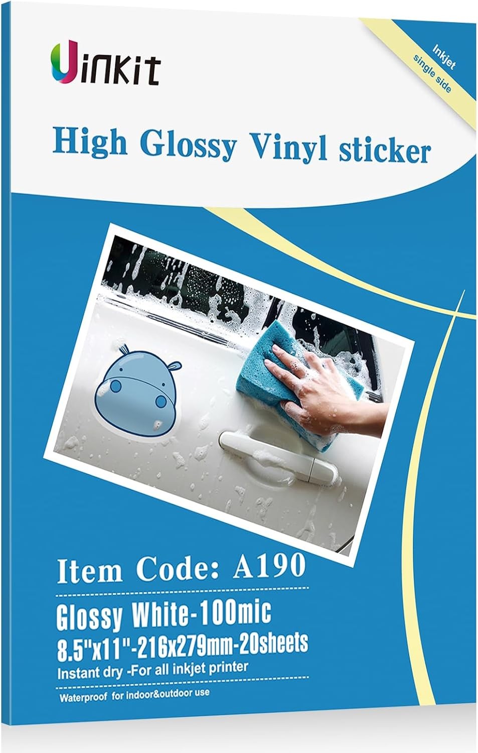 Premium Glossy Printable Vinyl Sticker Paper 20 Sheets 8.5"x11"