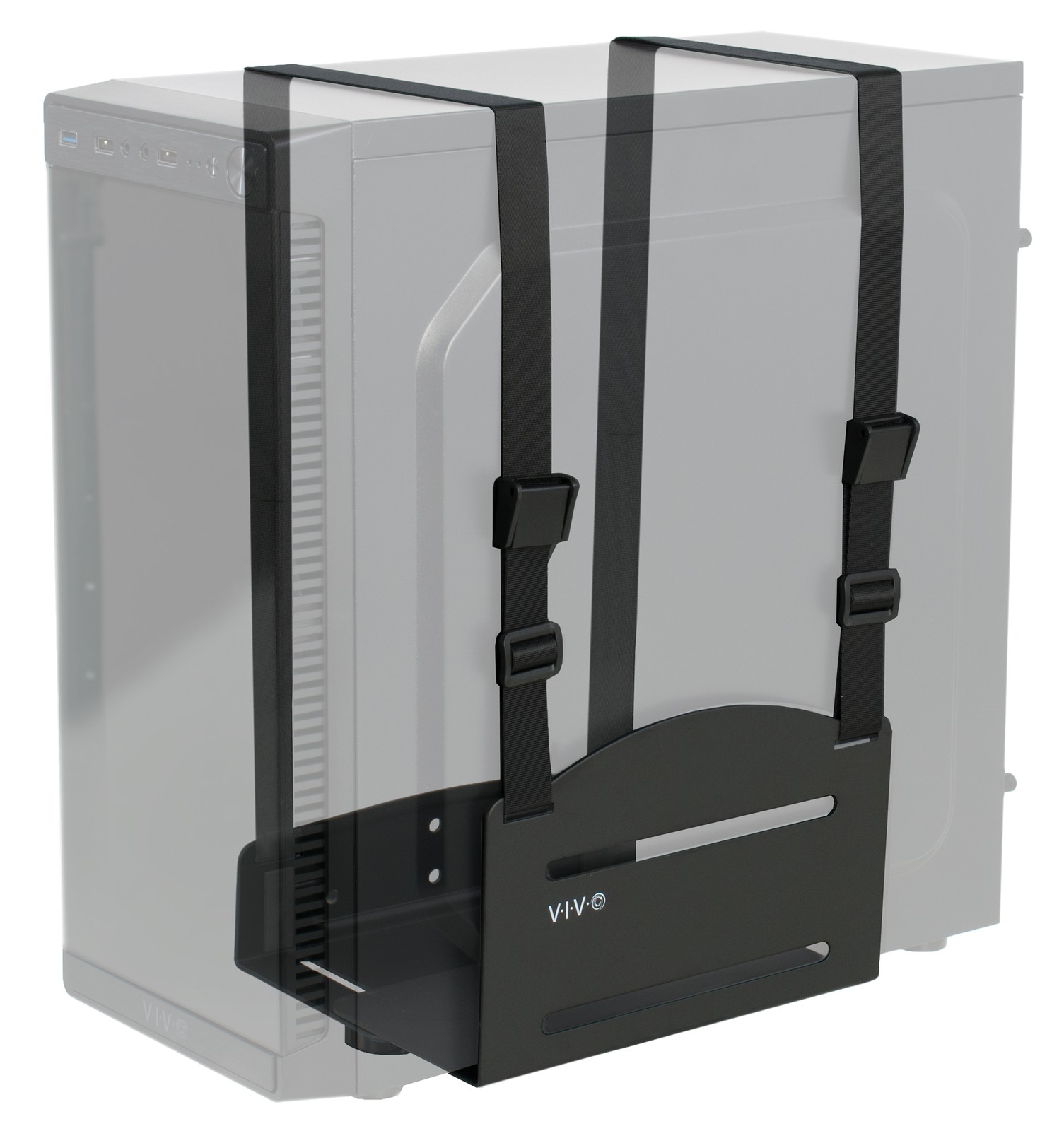 VIVO Universal PC Adjustable Wall Mount Steel Bracket Computer Case Strap Holder