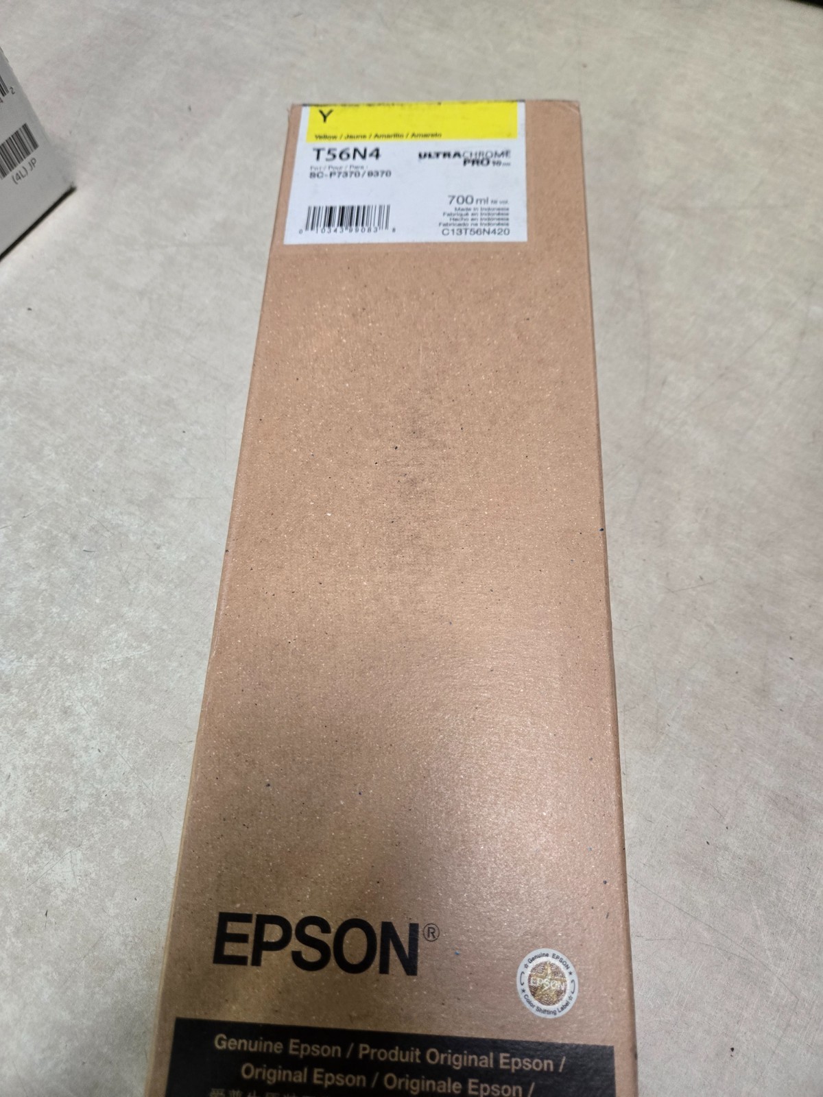 Genuine Epson Yellow Ink Cartridge T56N4 Date: 2028