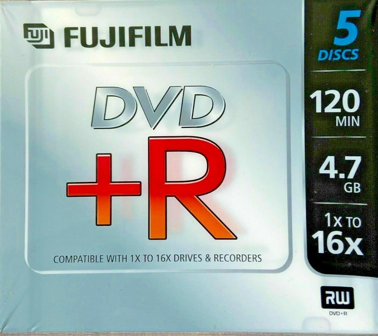 5 Pack Fujifilm DVD+R 120 Min Blank Storage Media 4.7GB Disc Music Data Video