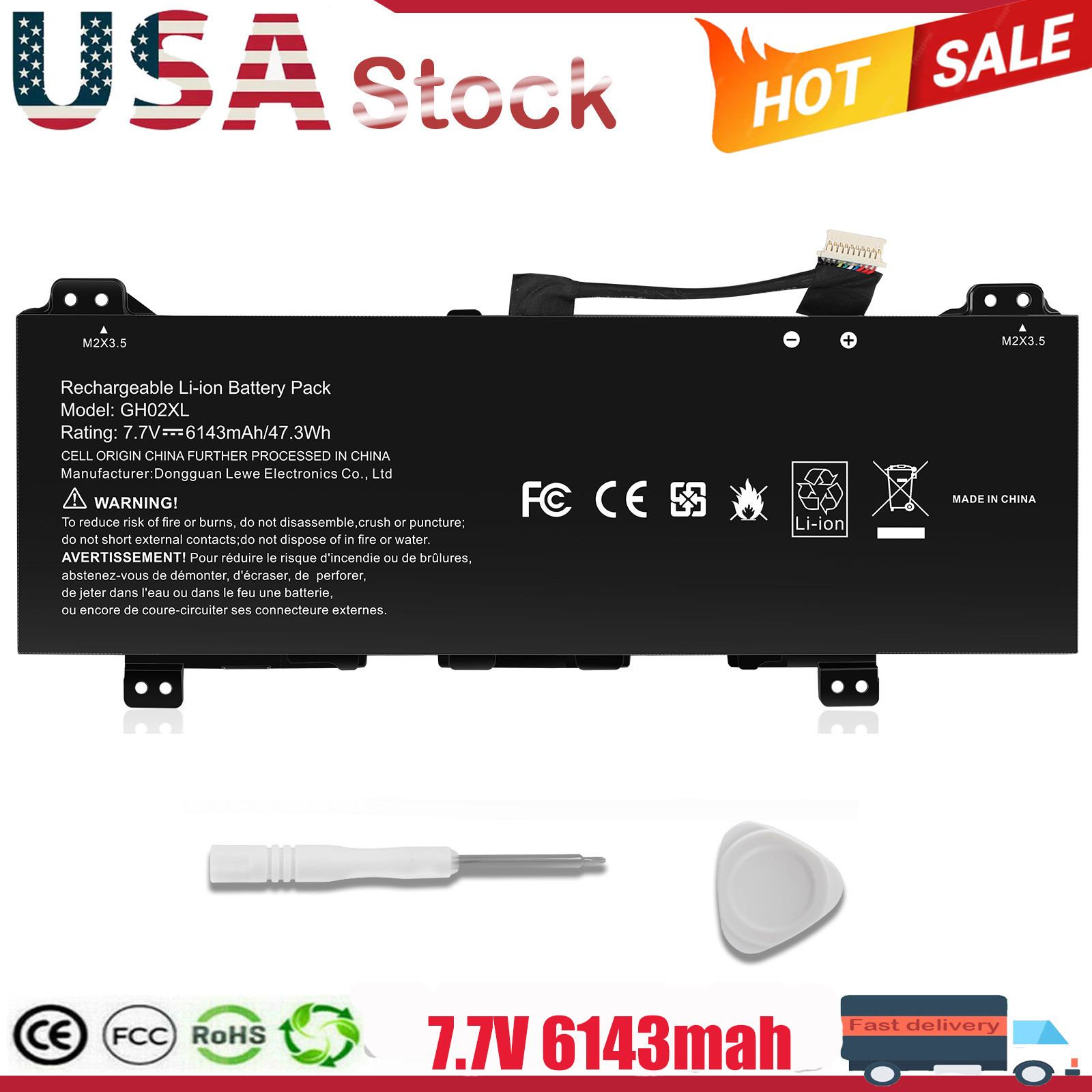 47.3Wh GH02XL L75253-271 Battery for HP Chromebook 11A 11 G8 14 G6 L75783-005