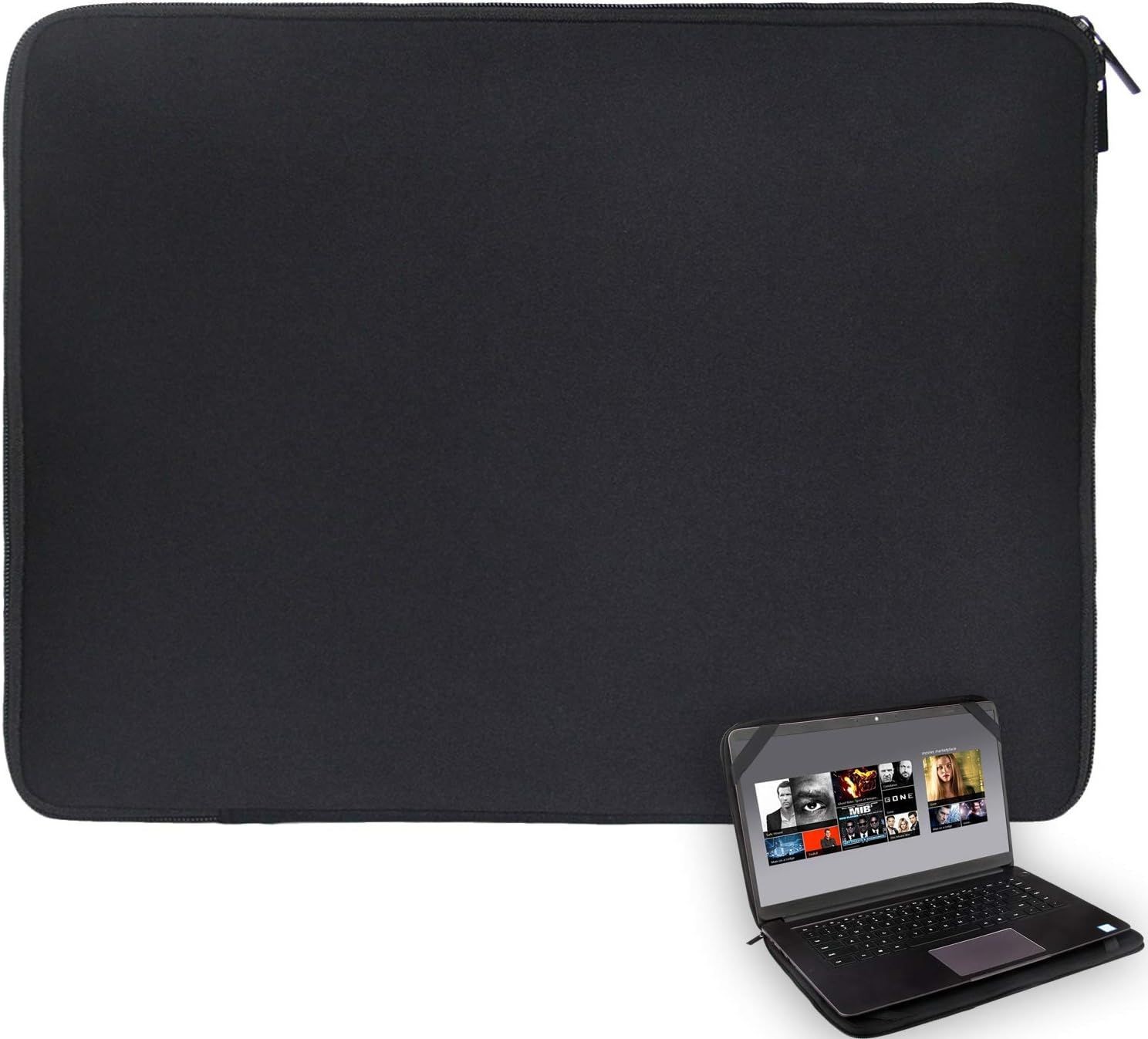 Black Water-Resistant Neoprene Laptop Sleeve 14 inch Briefcase for Notebook Comp