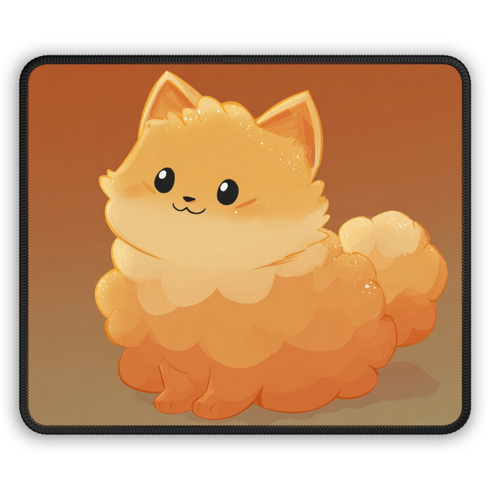 Chubby Orange Fluffy Fox Gaming Mouse Pad | Cute Kawaii Desk Mat