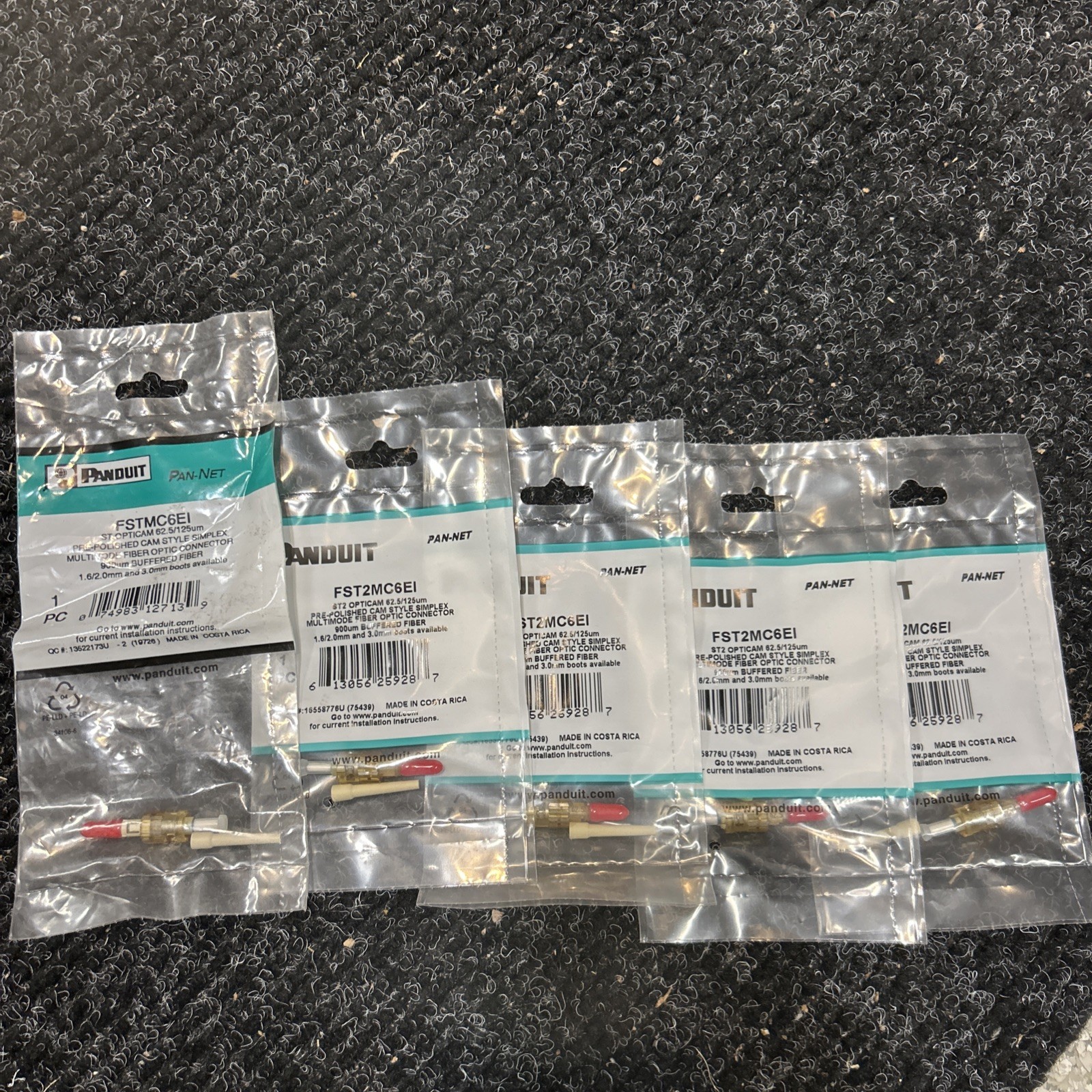 5x Panduit FSTMC6EI Opticam ST Simplex OM1 Multimode 62.5 Fiber Cam Connector