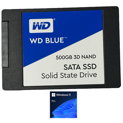 WD Blue 500GB 3D NAND SSD with Windows 11 Pro for Dell HP Lenovo ASUS IBM Acer