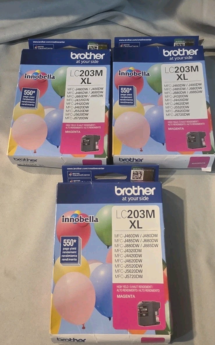 Lof Of 3 Brother LC203 Magenta High-Yield Ink Cartridge New Exp 2027