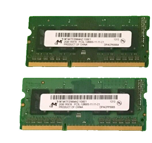2GB Micron PC3L-12800S DDR3 1600MHz Laptop Memory MT4KTF25664HZ-1G6E1