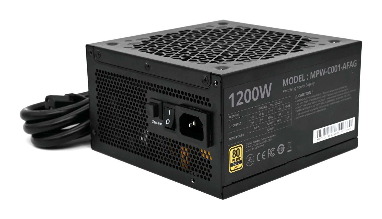 Cooler Master Elite Gold 1200W 80+ Gold ATX 3.1 PCIe 5.1 Modular PSU Open Box